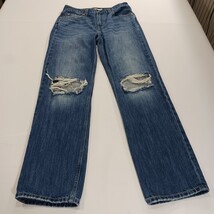 Levis Low Pro Straight Womens Blue Cotton Distressed Denim Jeans Size 26 (27×31) image 14