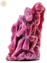 2&quot; Small Ruby Lord Hanuman Statue Lifting Sanjeevani Mountain | Handmade | - £1,605.66 GBP