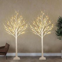 2 Pack 4FT Lighted Birch Tree for Indoor Christmas Decorations Outdoor Higher Si - $125.30