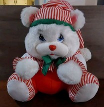 Well-Made Plush Large Christmas White Teddy Bear Vintage 1992 - $41.74