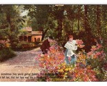 Romance Sometimes They Would Gather Flowers 1910 DB Postcard N2 - $2.92