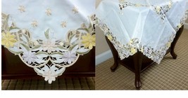 33&quot; Daisy Embroidery Spring Embroidered Floral Cutwork Tablecloth Square - $30.99