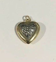 14k Two Tone Gold Heart Shape Charm - £50.34 GBP