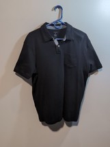 Tahari Short Sleeve Pocket Polo Shirt Mens Large Black 100% Cotton Casua... - $14.85