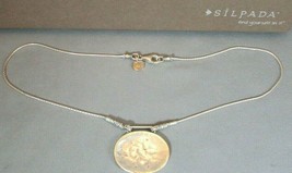 Retired Silpada Sterling Silver Hammered Oval Disc Pendant Necklace N1356 Mib - £51.00 GBP