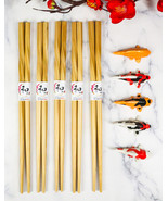5 Pairs Of Colorful Japanese Koi Fishes Ceramic Rests With Wooden Chopst... - $24.65 CAD