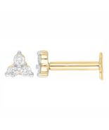 18ct Yellow Gold Natural Round Diamond Three Stone Nose Stud 0.05ct - $331.42 CAD