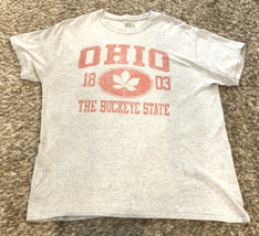 Ohio The Buckeye State T-Shirt Mens Large Gray Red Short Sleeve 1803 Brisco - £14.33 GBP