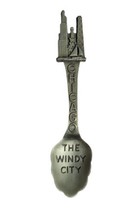 Vtg Collector Souvenir Spoon FORT Chicago Windy City Pewter 4” Spoon - £7.98 GBP