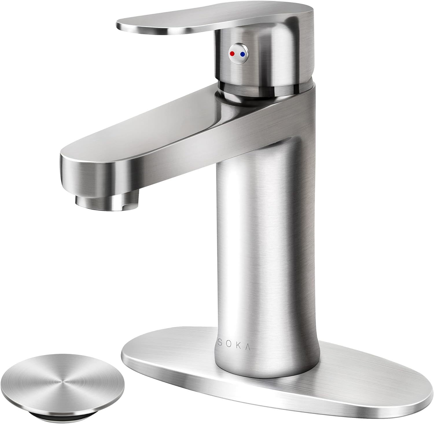 Soka Brass Bathroom Faucet Brushed Nickel Bathroom Sink Faucet With Pop-... - $44.95
