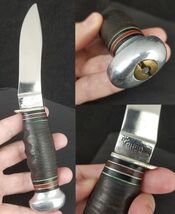 vintage Remington Dupont RH-50 fixed blade knife STACKED LEATHER - $59.99
