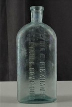 Vintage Blue Glass Medicine Bottle LYDIA PINKHAM&#39;S Vegetable Compound No... - £14.08 GBP
