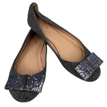 Kate Spade Gray Wool Glitter Bow Hannah Flats 7  - $59.39
