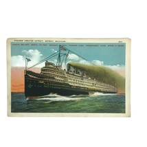 Vintage Postcard Steamer Greater Detroit Michigan Steamship Lake Erie Sh... - $9.53