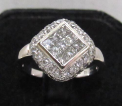 Authenticity Guarantee 
18K White Gold Quad Top 49 Diamond Ladies Sz 7.25 Rin... - £584.06 GBP