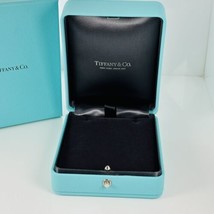 Tiffany &amp; Co Necklace Storage Presentation Box in Blue Leather Lux AUTHENTIC - £310.83 GBP