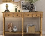 Solid Wood Console Sofa 2 Storage Drawers And Bottom Shelf,Couch Classic... - $524.99