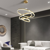 Nordic Modern Copper Circle Chandelier Atmospheric Light Luxury Living Room - £95.38 GBP+