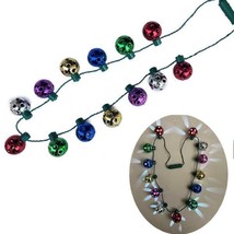  4 Pack Jingle Bell Christmas Holiday Led Light Bulb Flashing 25&quot; Necklace LN34 - £12.89 GBP