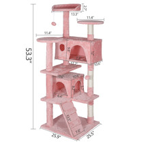 Home Ketty Cat Tree Multifunctional Condo Scracthing Post Tower, Pink 55&quot; - £68.33 GBP