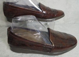Aerosoles Army Dark Brown Crocodile Loafer Womens Size 8.5 Comfort Leather - £17.94 GBP