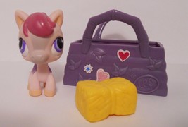 LPS # 587 Littlest Pet Shop Cream Pink Purple Pony Garden Party Horse Accessorie - £22.19 GBP