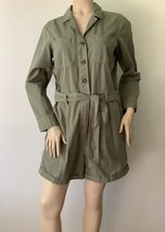 J. Crew NWTS Sz. 8 Olive Button Up Short Cargo Utilitarian Cotton Romper - £31.93 GBP