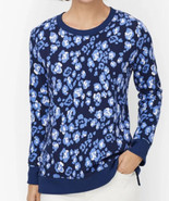 Talbots Sweatshirt Women Medium Blue White Floral Luxuriant Top Pullover - £13.39 GBP