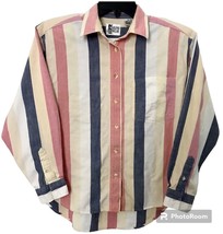 JW Jeans Wear Vintage 1980&#39;s Womens M Striped Long Sleeve Cotton Button ... - £15.76 GBP