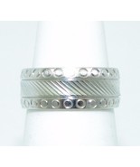 6.9 mm Etched Wedding Band REAL SOLID 14k White Gold 5.0 g Size 4.25 - $578.20