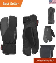 Unisex Waterproof Extreme Cold Weather Cycle Split Finger Glove, Black/G... - $250.51