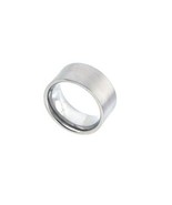 Matte 10mm Wide Flat Stainless Steel Unisex Men Wedding Band Ring Engrav... - $28.70 CAD