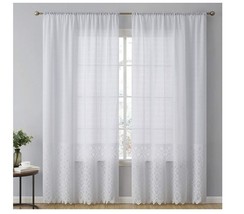 HLC.ME Monaco Lace Curtain 54 X 96&quot; Set of 2 White T4103494 - $28.66