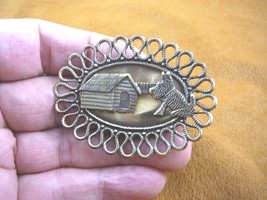 (b-dog-204) Scottish terrier + dog house oval brass pin pendant love my ... - $19.62