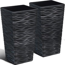 Value Garden 2-Pack Black Tall Planter - Plastic Sq.Are Tapered Plant Po... - £91.32 GBP