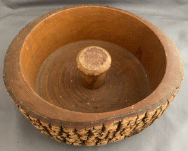 Vintage Midcentury Nut Bowl Wooden Tree Bark Rustic Snack Bowl - £11.71 GBP