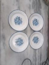 Corelle Dinnerware Blue Velvet Rose Floral Swirl Bread Salad Plates, Set... - £12.46 GBP