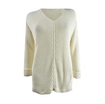 Charter Club Womens S Vanilla Bean White VNeck Textured Cotton Sweater N... - £23.49 GBP