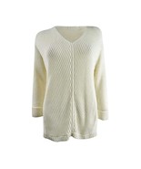 Charter Club Womens S Vanilla Bean White VNeck Textured Cotton Sweater N... - £23.22 GBP