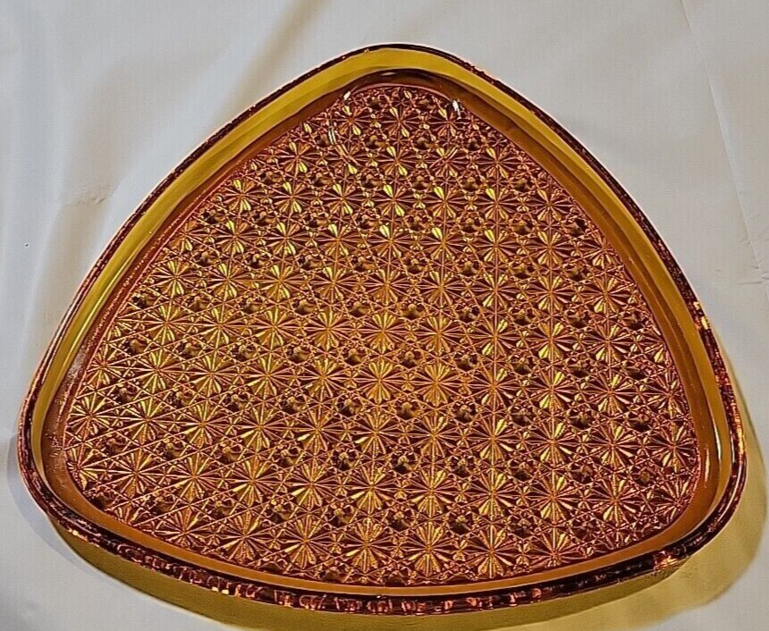 Primary image for Anchor Hocking 1950s Daisy & Button Triangle Amber Color Snack Plate Replacement