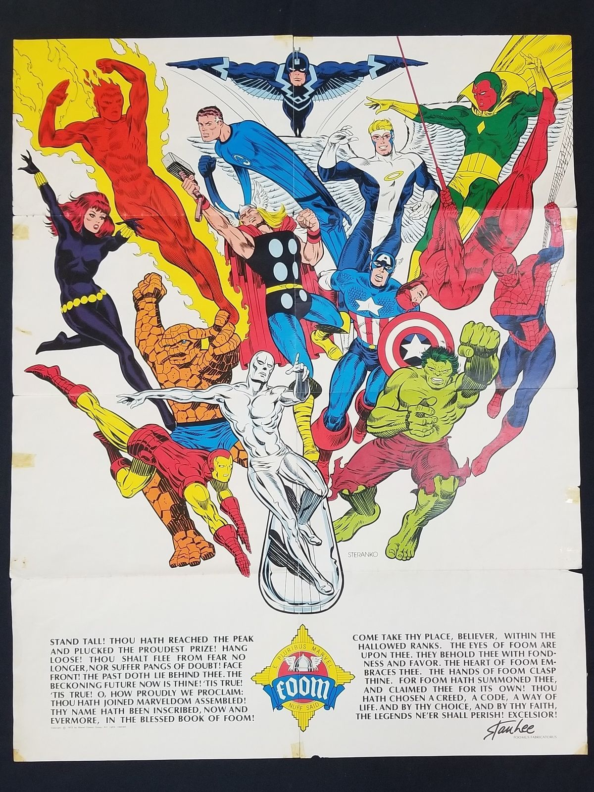 Jim Steranko-Marvel-FOOM Poster-1973-Thor-Hulk-1973-top Marvel heroes-VG - £143.26 GBP