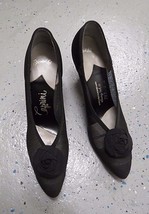 Vintage 50s Jay Thorpe Caprini Black mesh satin stiletto heels sz 6  - $39.60