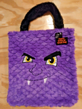 New w/Tag Purple Furry Monster 14x14 Trick Or Treat Bag Scary Eyes - Hal... - $8.95