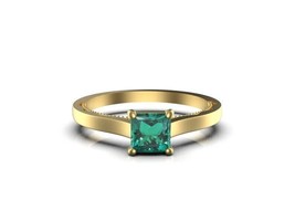 Natural Emerald Gemstone Jewelry 14k Yellow Gold Band Ring Size 8 For Women - £1,133.50 GBP