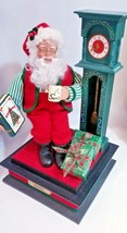 Vintage Christmas Lighted Musical Santa 1995 Book Coffee Cup Clock Holiday Xmas - £23.72 GBP