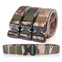 Men&#39;s Tactical Camouflage Web Belt with Metal Buckle 1.5&quot; Wide Nylon Wai... - £12.86 GBP