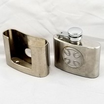 Vintage Belt Buckle Small Stainless Steel Flask Silver Color - £20.20 GBP