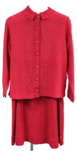 VTG Unworn 1970s Pink Red Rayon Knit Sweater Suit w/ Openwork Top &amp; A-Li... - $138.55