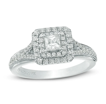 Vera Wang Love Collection 1.28 CT Princess-Cut Sapphire and Diamond Double Frame - $65.65