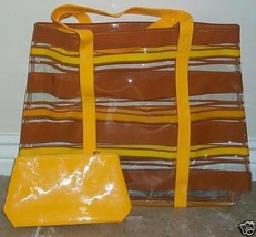 Estee Lauder BAG Beach Traveling Diaper Cosmetic YELLOW/BROWN Stipes New - £10.28 GBP